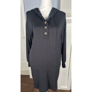 Lou & Grey Signature Soft Hoodie Dress Dark Charcoal Gray Athleisure Sz Small